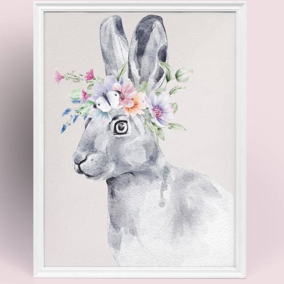 Other - Wall Art Watercolor Bunny Print Poster Unframed